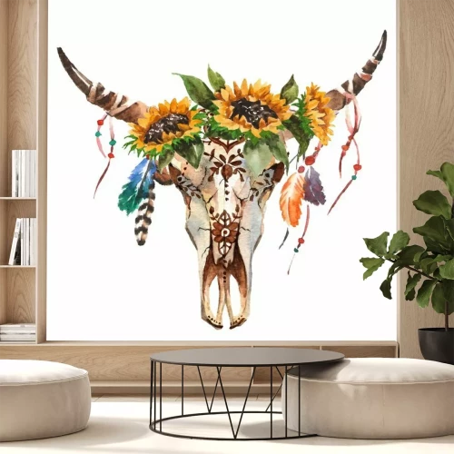 Sticker  Crâne de tournesol et de taureau