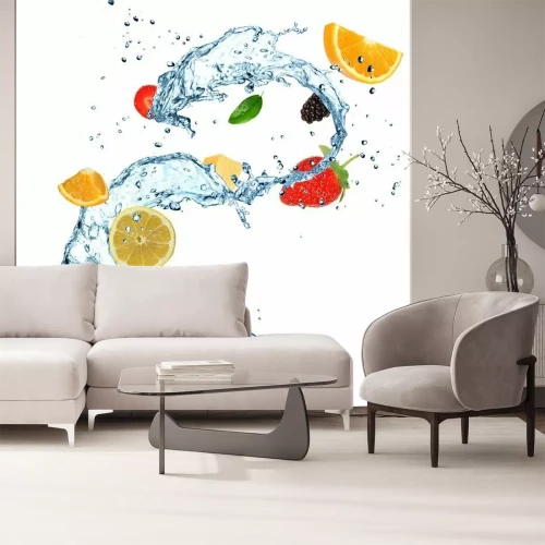 Papier peint  Différents fruits dans l'eau