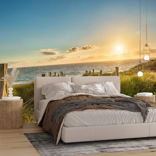 Papier peint  Les dunes de la plage et l'entrée de la mer