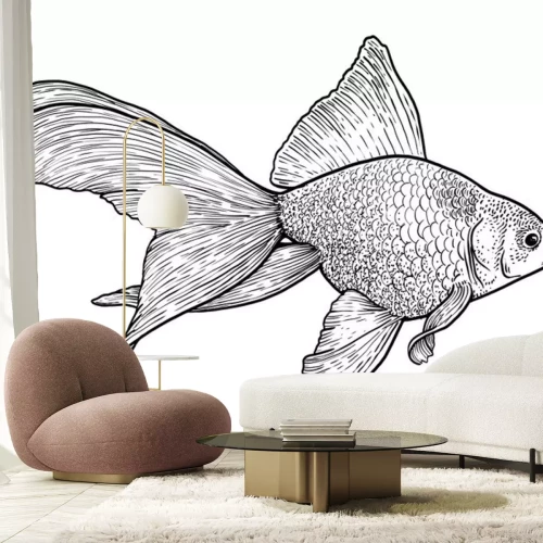 Sticker  Illustration de poisson en noir et blanc