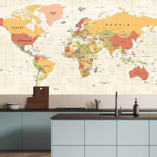 Papier peint  Vieille carte du monde et graticule