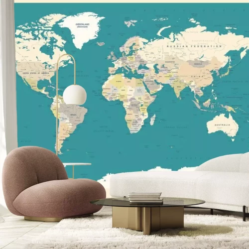 Papier peint  Carte du monde politique avec océans