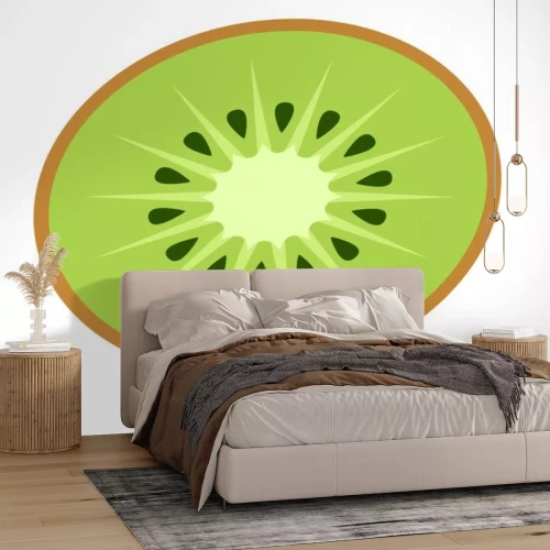 Sticker  Kiwi, kiwifruit ou icône de vecteur de couleur plate à demi-croûte chinoise pour les applications alimentaires et les sites Web