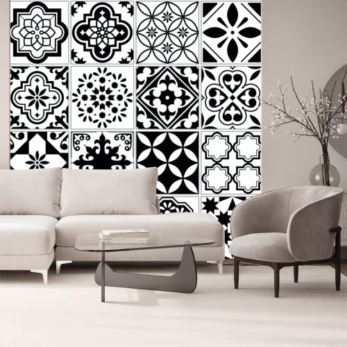 Sticker  Carreaux portugais noirs et blancs