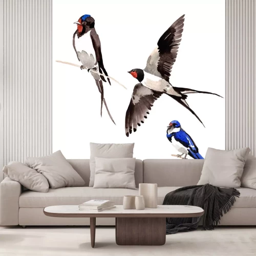 Sticker  L'oiseau de ciel serpente dans une faune par style aquarelle isolé. Liberté sauvage, oiseau aux ailes volantes. Aquarelle pour l'arrière-plan, la texture, le motif, le cadre, la bordure ou le tatouage