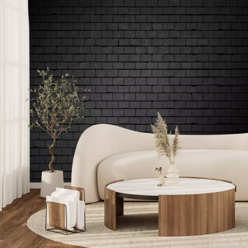 Papier peint  Mur de brique noir