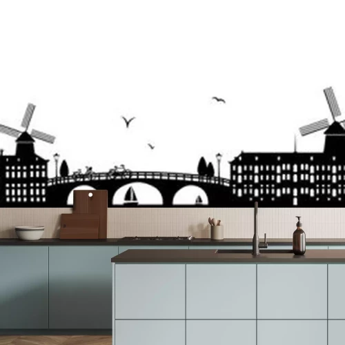 Sticker  noir horizon Amsterdam