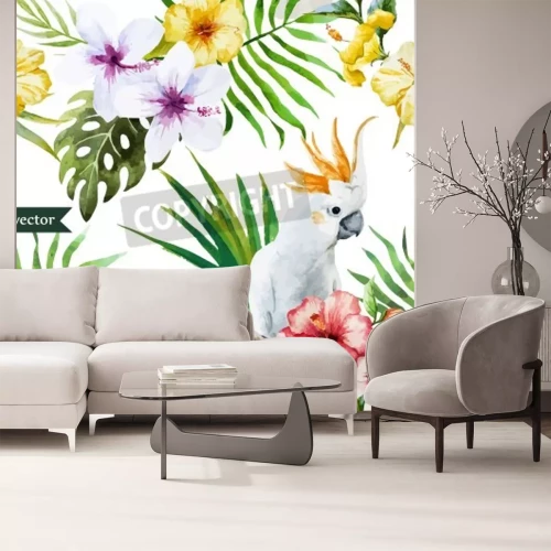 Papier peint  Nature et perroquet tropical
