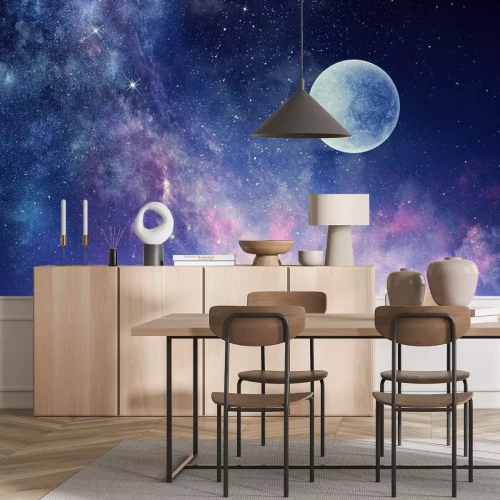 Sticker  Lune brillante dans l'espace violet