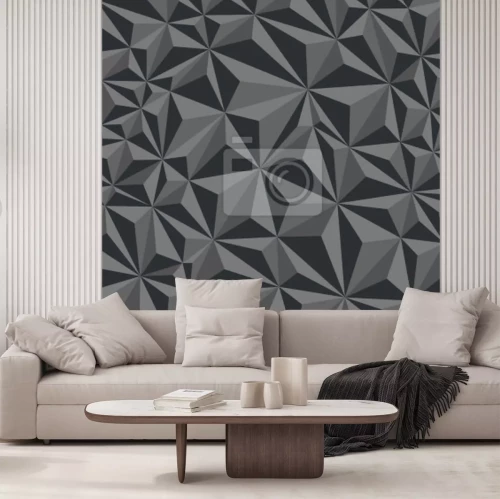Papier peint  Triangles 3D gris et noir