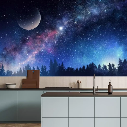 Papier peint  La Lune et la Voie lactée dans le ciel nocturne