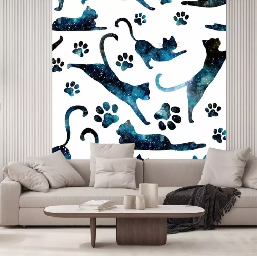 Papier peint  Chats cosmiques style galaxy