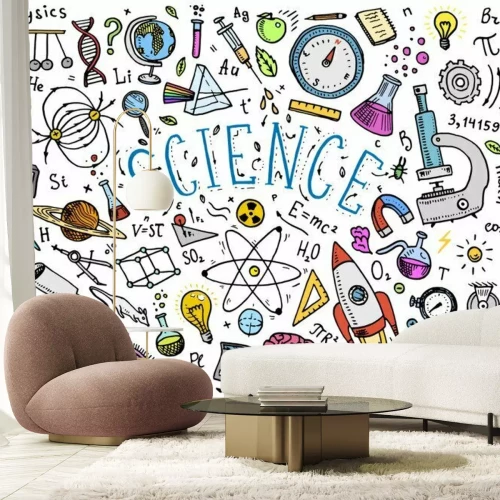 Papier peint  Formules de physique et de mathématiques sur un tableau noir