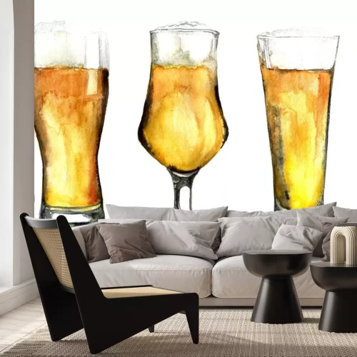 Sticker  Ensemble de verres à l'aquarelle isolé sur fond blanc