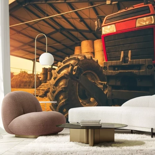 Papier peint  Rangement du foin et tracteur