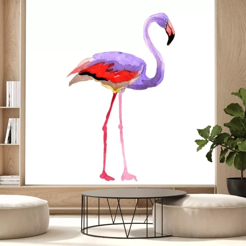Sticker  Sky bird flamingo dans une vie sauvage par vectorr style isolé. Liberté sauvage, oiseau aux ailes volantes. Aquarelle pour l'arrière-plan, la texture, le motif, le cadre, la bordure ou le tatouage.