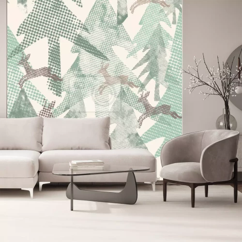 Papier peint  Thème de la forêt avec des cerfs, Le lien mène au fond d'écran