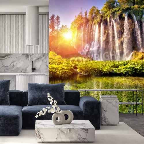 Papier peint  Tropiques avec une chute d'eau