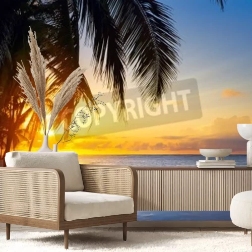 Papier peint  Lever de soleil sur la mer tropicale