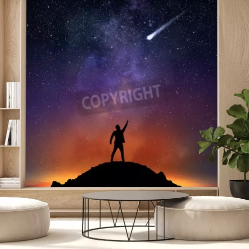 Papier peint  Un homme et une étoile filante