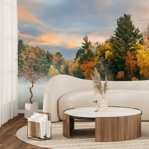 Papier peint  Arbres d'automne au bord du lac