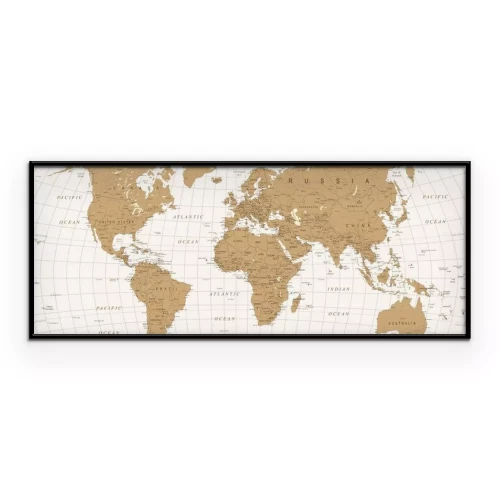 Poster  Carte brune du monde divisée en pays