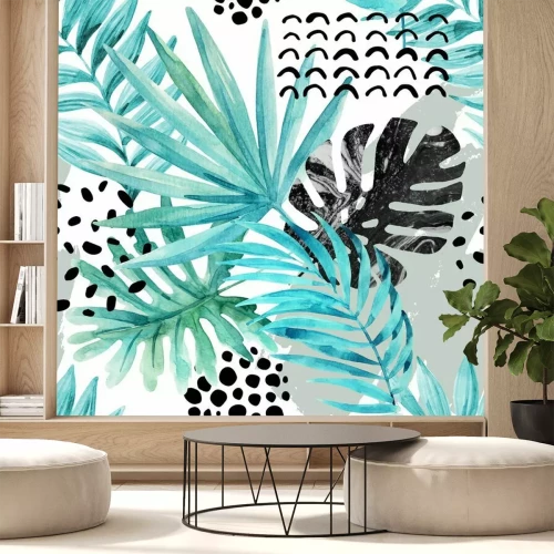 Papier peint  Motif bleu avec nature